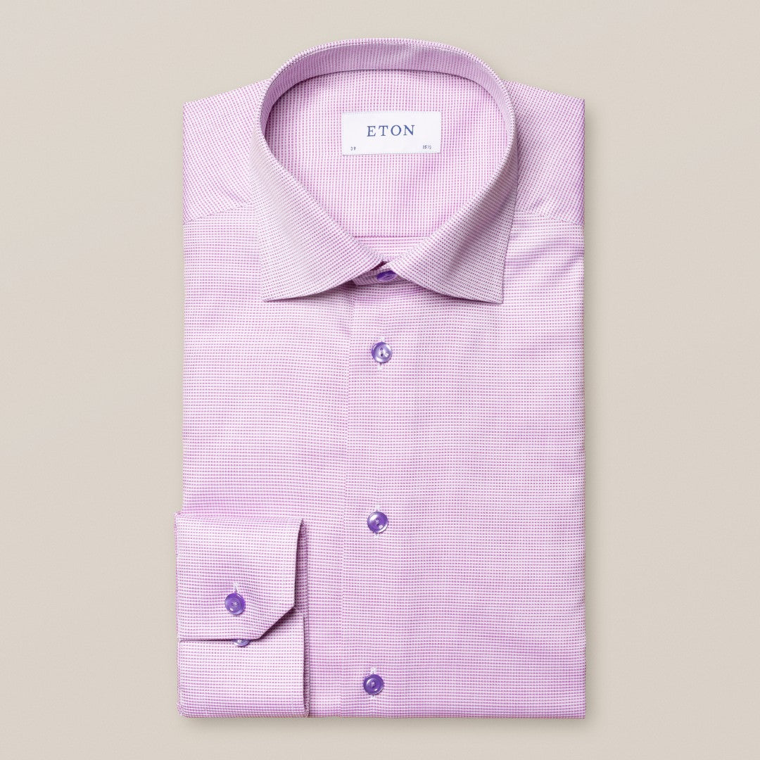 Eton Contemporary Fit Pin Check Shirt Mid Purple-MALFORD OF LONDON SAVILE ROW MENSWEAR OUTLET