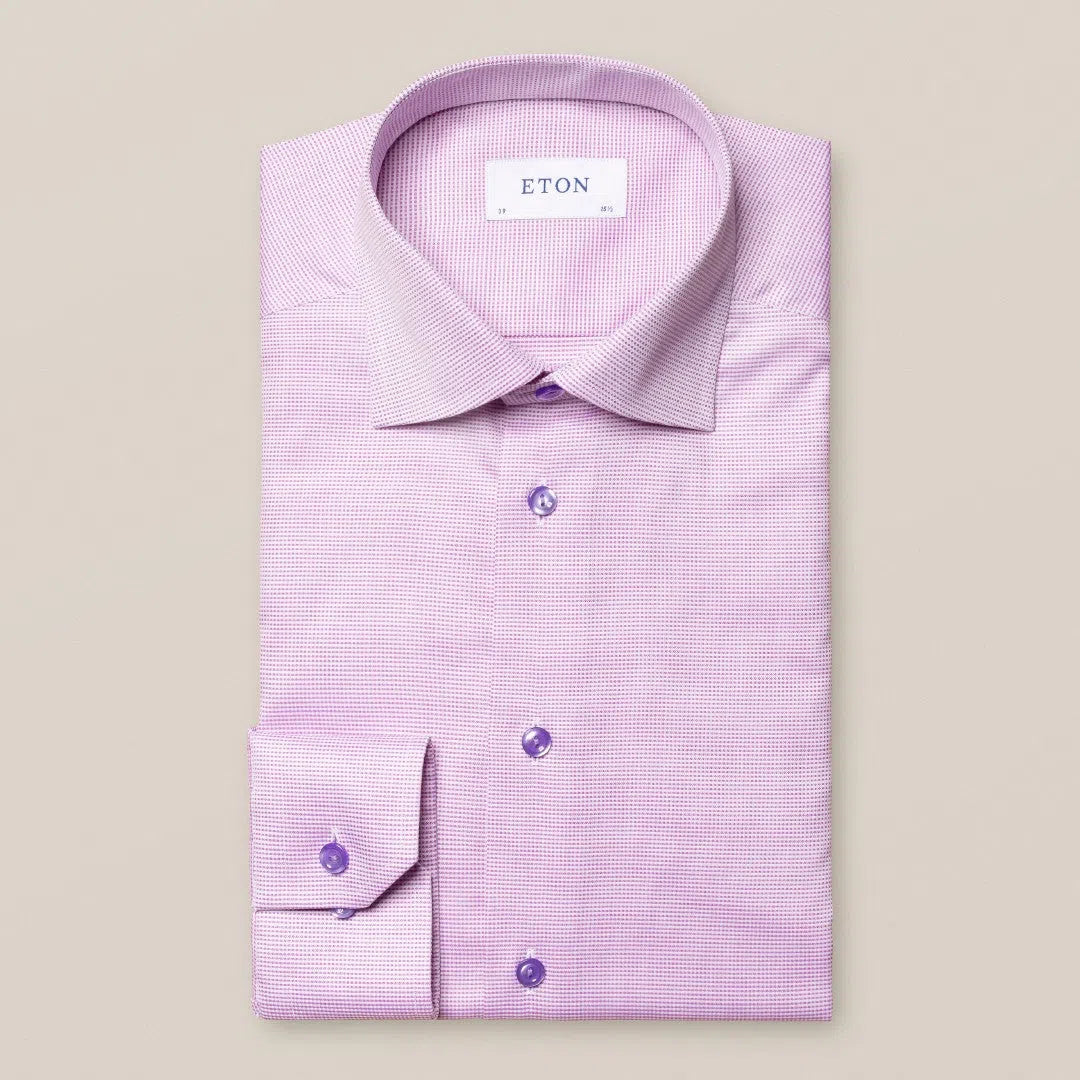 Eton Contemporary Fit Pin Check Shirt Mid Purple-MALFORD OF LONDON SAVILE ROW MENSWEAR OUTLET