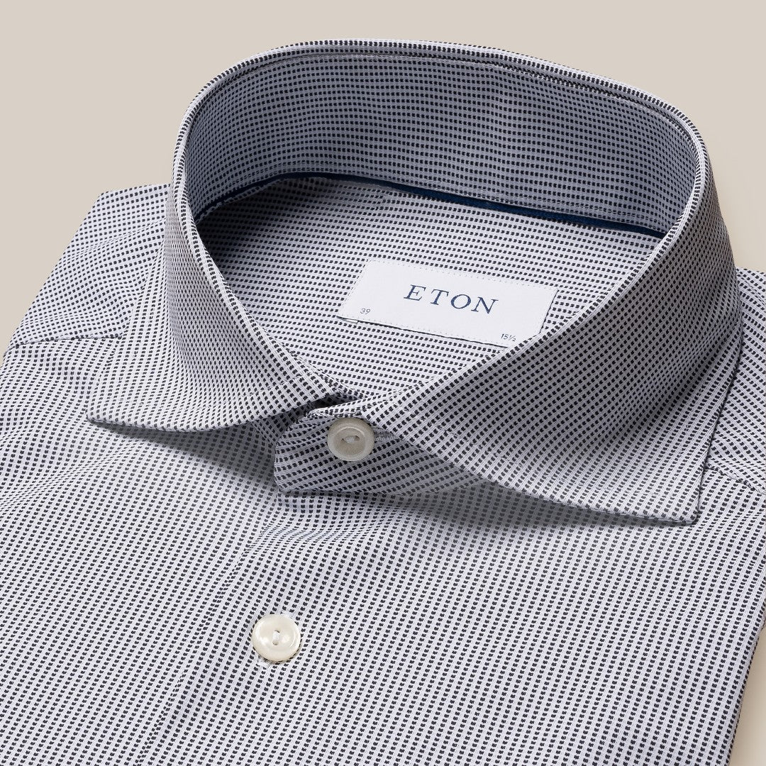 Eton Contemporary Fit Pin Check Shirt Navy Blue-MALFORD OF LONDON SAVILE ROW MENSWEAR OUTLET