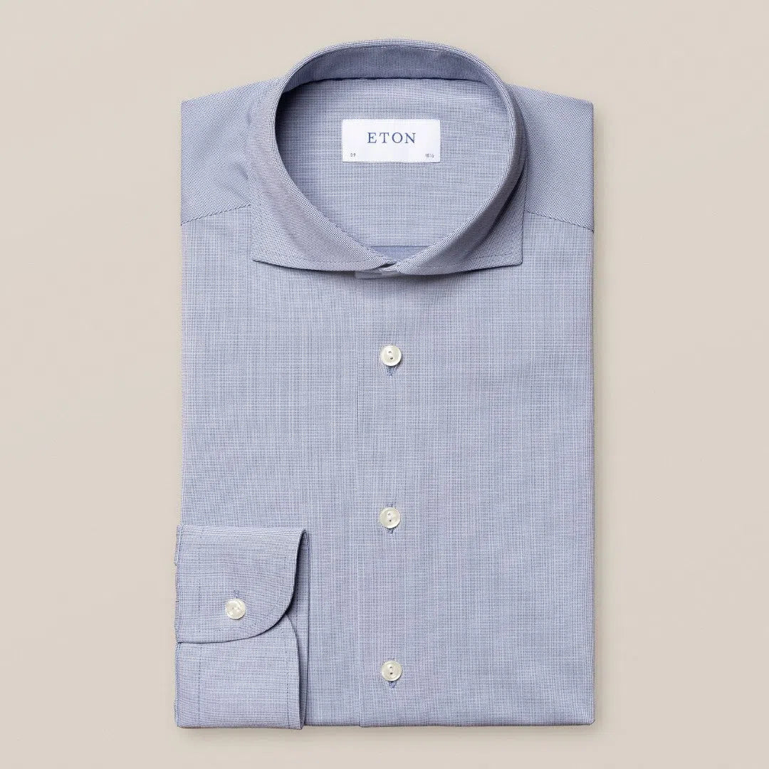 Eton Contemporary Fit Pin Check Shirt Navy Blue-MALFORD OF LONDON SAVILE ROW MENSWEAR OUTLET