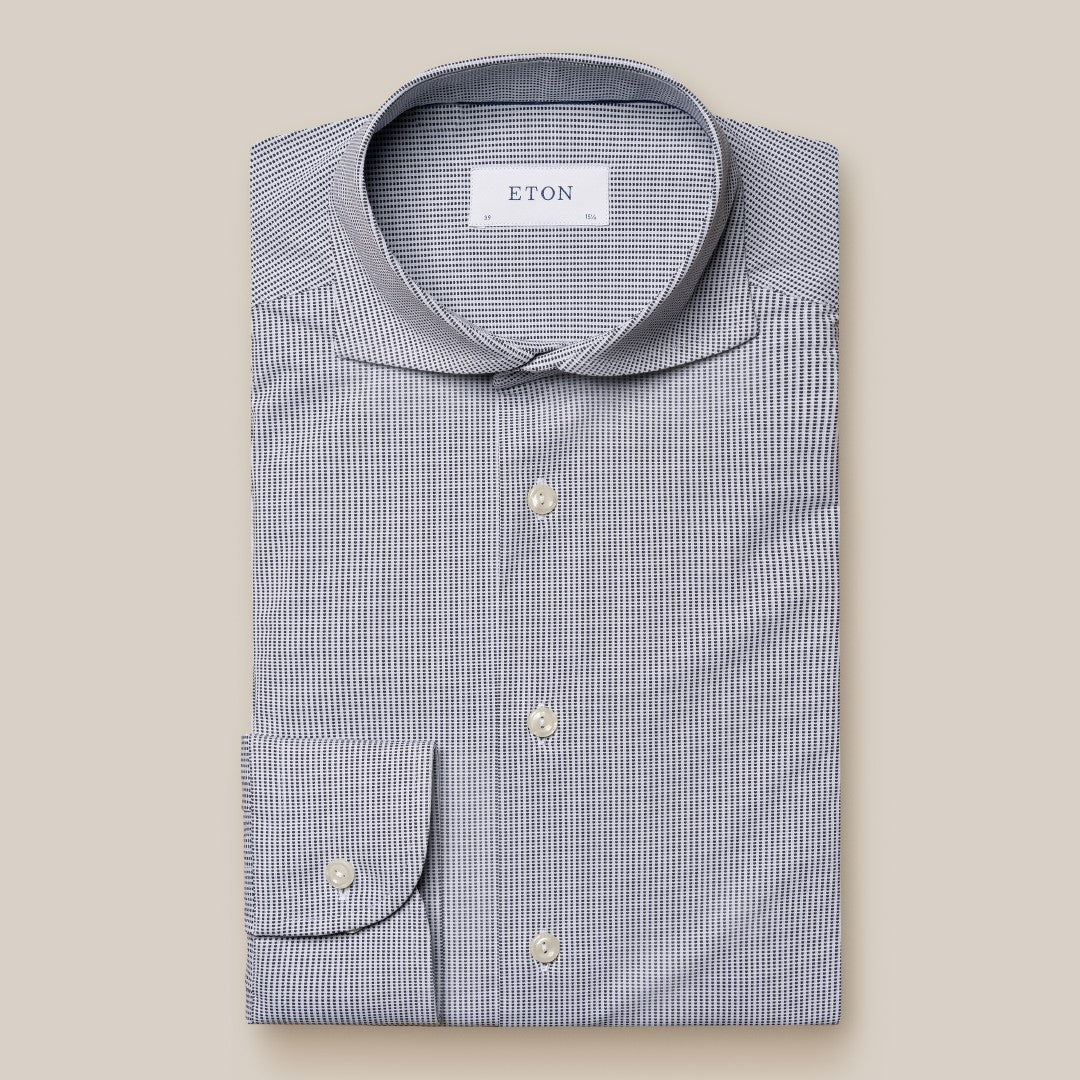 Eton Contemporary Fit Pin Check Shirt Navy Blue-MALFORD OF LONDON SAVILE ROW MENSWEAR OUTLET