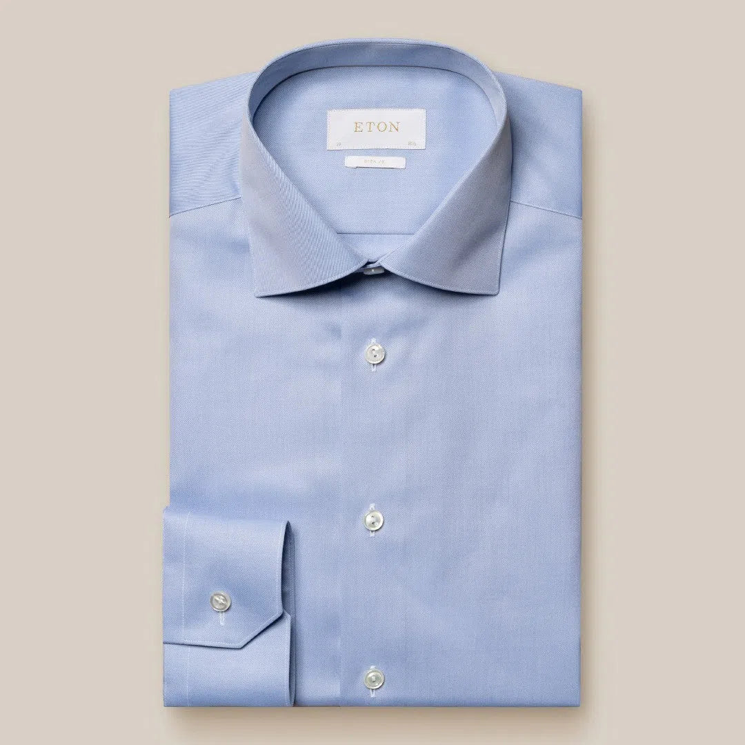 Eton Contemporary Fit Plain Shirt Light Blue-MALFORD OF LONDON SAVILE ROW MENSWEAR OUTLET