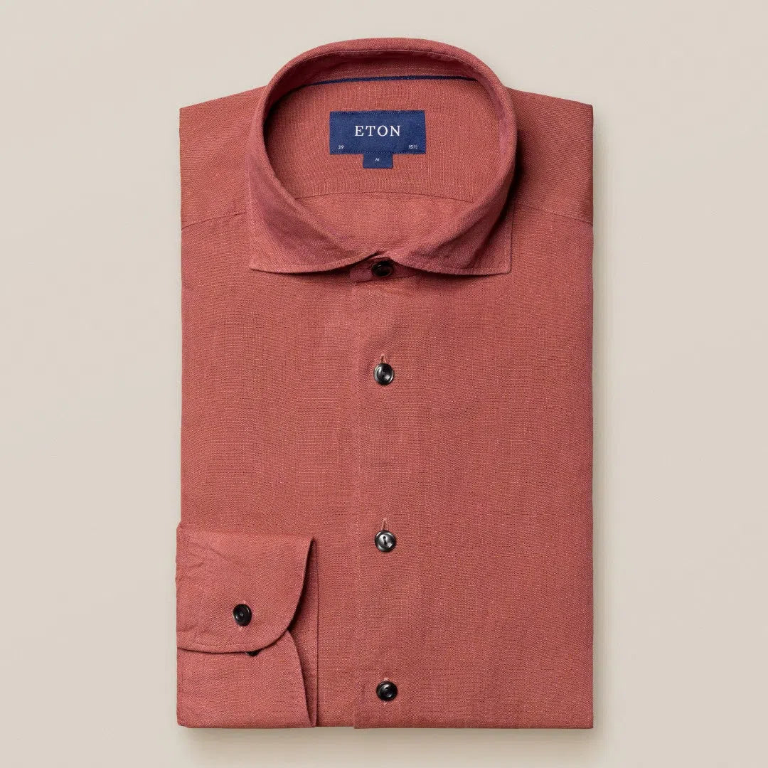 Eton Contemporary Fit Plain Shirt Red-MALFORD OF LONDON SAVILE ROW MENSWEAR OUTLET