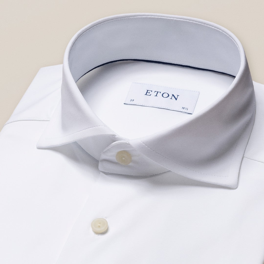 Eton Contemporary Fit Plain Shirt White-MALFORD OF LONDON SAVILE ROW MENSWEAR OUTLET