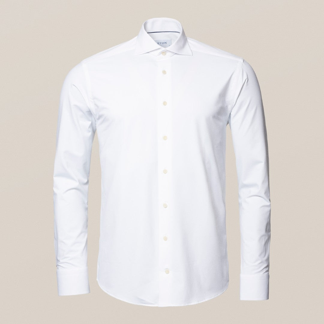 Eton Contemporary Fit Plain Shirt White-MALFORD OF LONDON SAVILE ROW MENSWEAR OUTLET