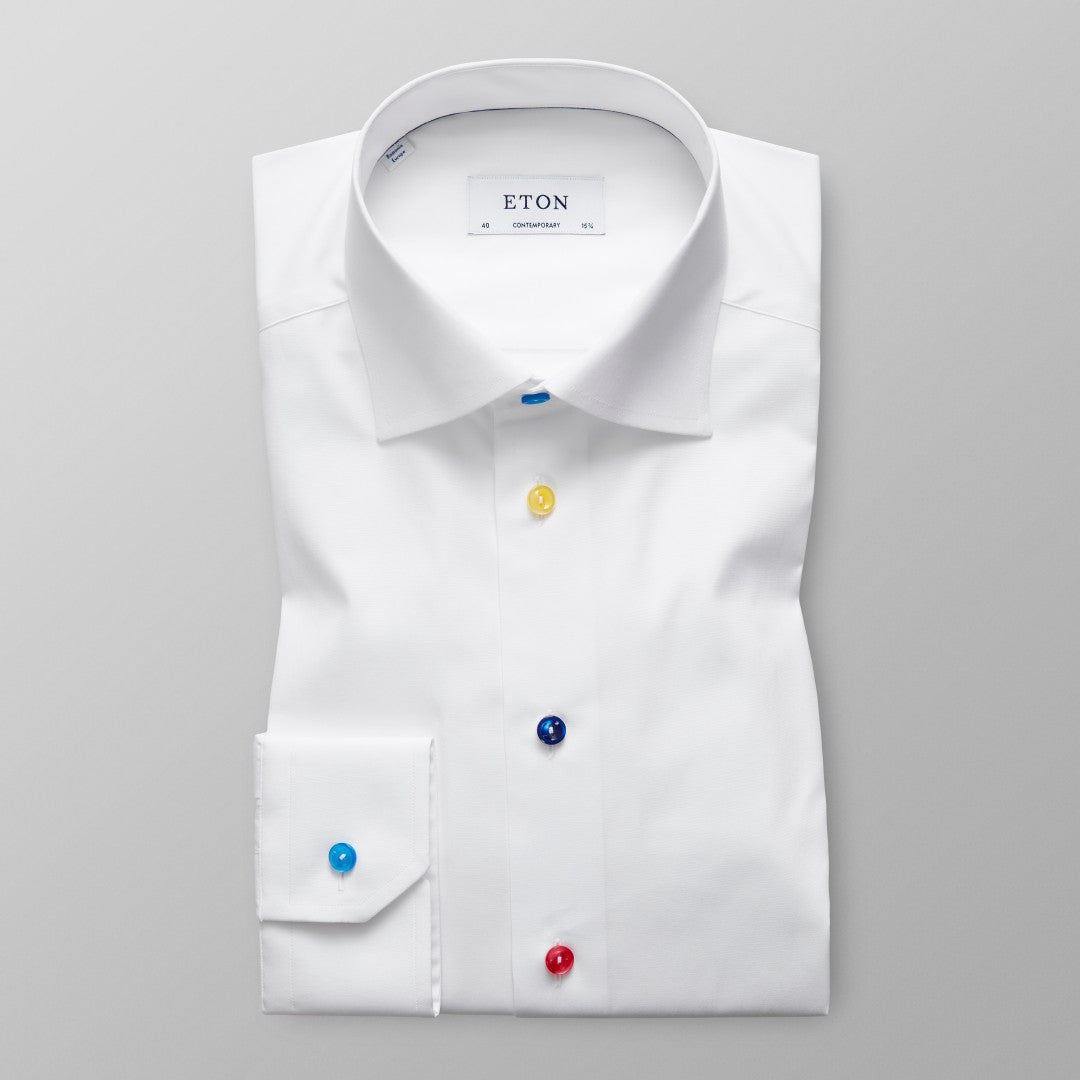 Eton Contemporary Fit Plain Shirt White-MALFORD OF LONDON SAVILE ROW MENSWEAR OUTLET