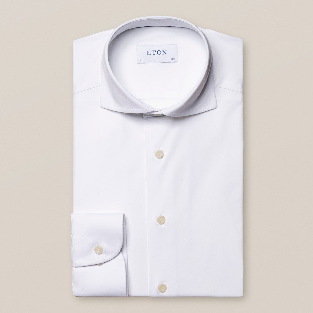 Eton Contemporary Fit Plain Shirt White-MALFORD OF LONDON SAVILE ROW MENSWEAR OUTLET