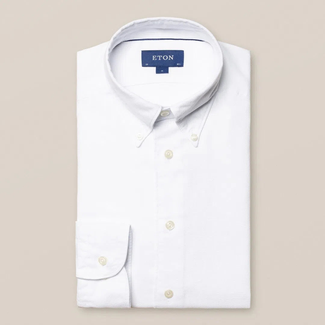 Eton Contemporary Fit Plain Shirt White-MALFORD OF LONDON SAVILE ROW MENSWEAR OUTLET