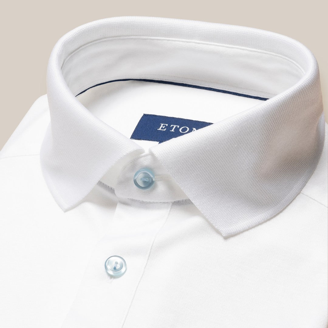 Eton Contemporary Fit Ribbed Cuff Polo Shirt White-MALFORD OF LONDON SAVILE ROW MENSWEAR OUTLET