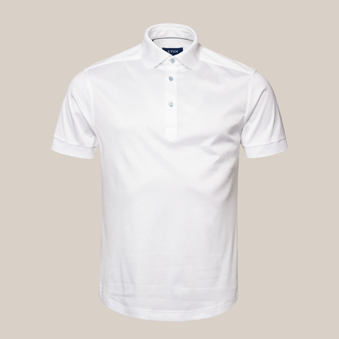 Eton Contemporary Fit Ribbed Cuff Polo Shirt White-MALFORD OF LONDON SAVILE ROW MENSWEAR OUTLET