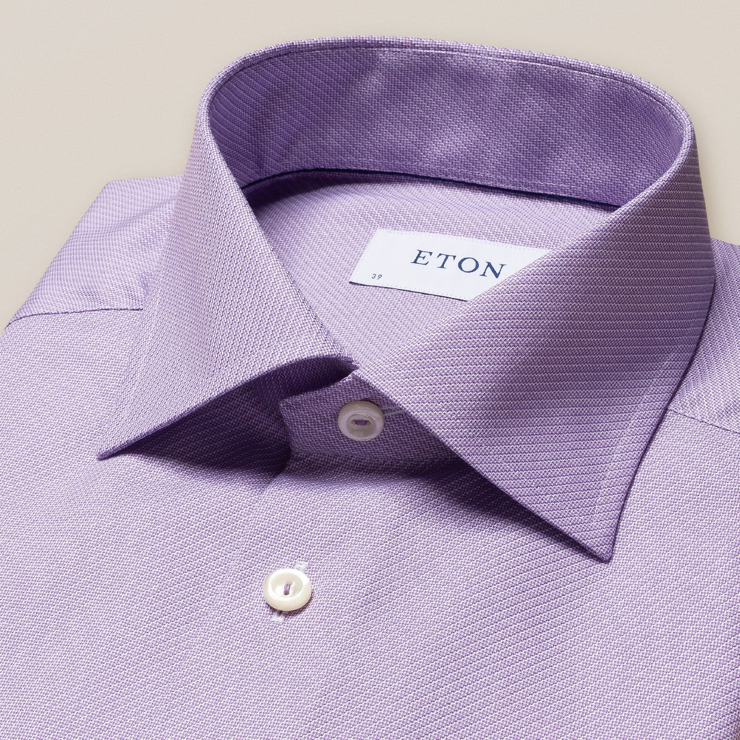 Eton Contemporary Fit Rope Stripe Twill Shirt Light Purple-MALFORD OF LONDON SAVILE ROW MENSWEAR OUTLET