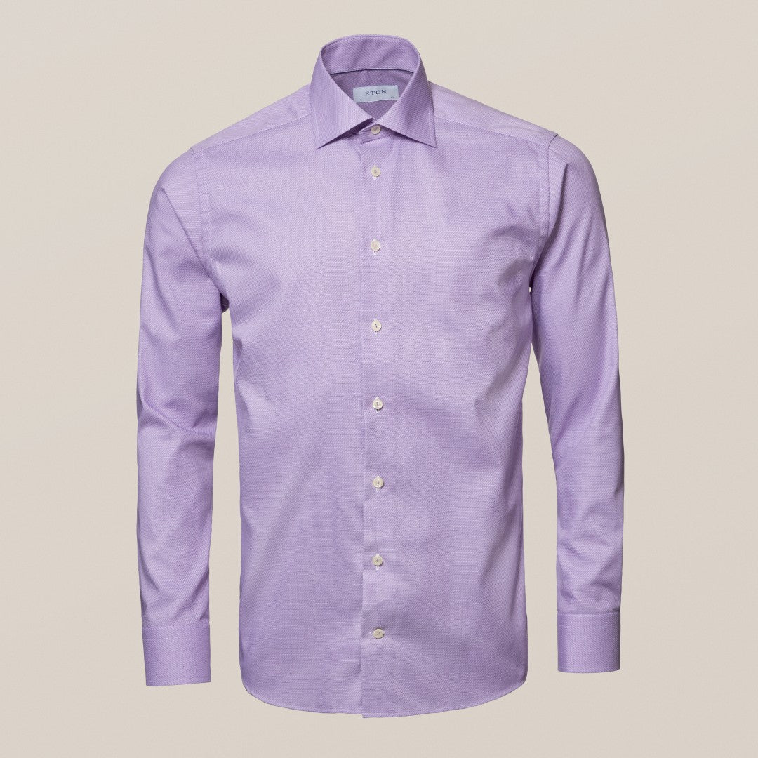 Eton Contemporary Fit Rope Stripe Twill Shirt Light Purple-MALFORD OF LONDON SAVILE ROW MENSWEAR OUTLET