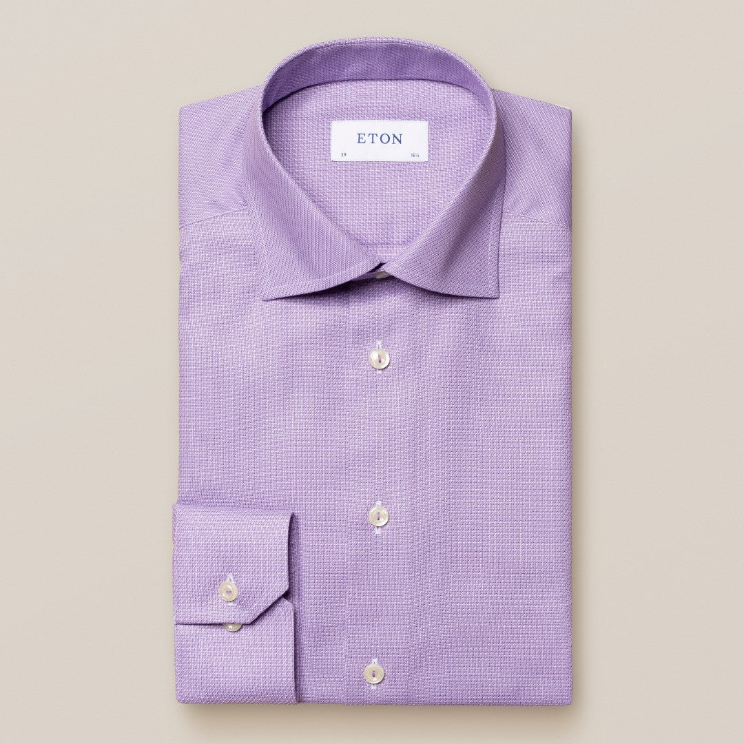 Eton Contemporary Fit Rope Stripe Twill Shirt Light Purple-MALFORD OF LONDON SAVILE ROW MENSWEAR OUTLET