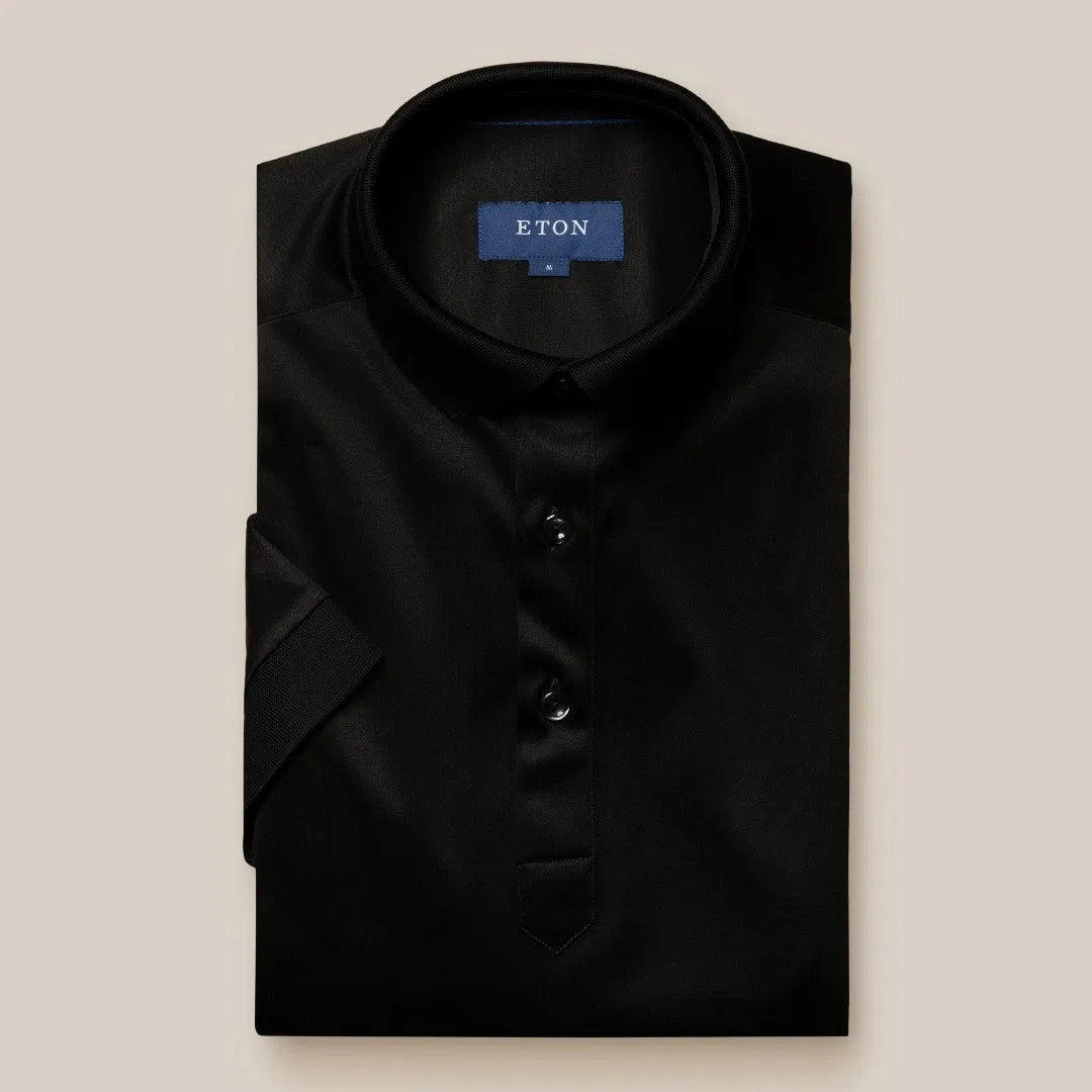 Eton Contemporary Fit Short Sleeve Polo Shirt Black-MALFORD OF LONDON SAVILE ROW MENSWEAR OUTLET