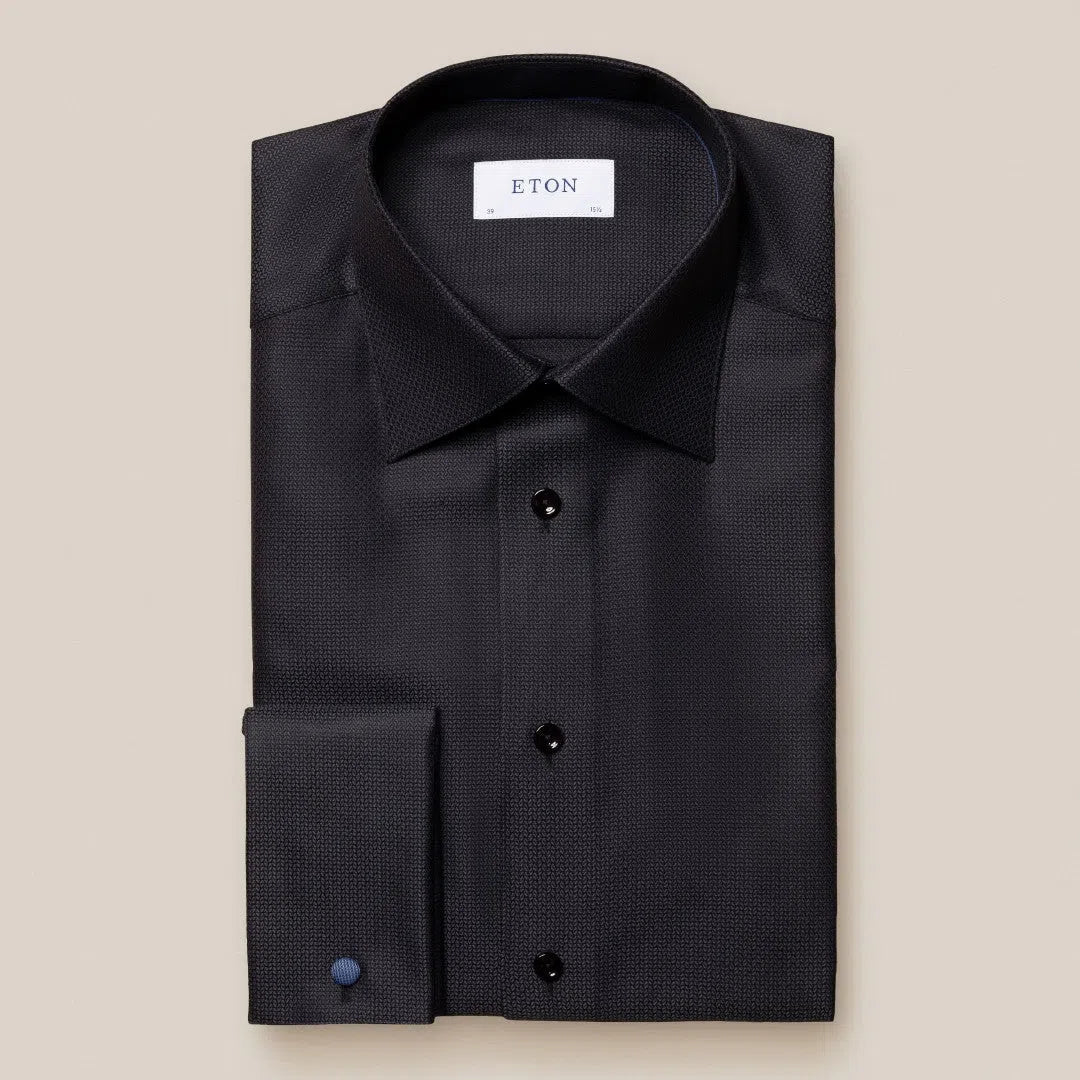 Eton Contemporary Fit Signature Twill Shirt Black-MALFORD OF LONDON SAVILE ROW MENSWEAR OUTLET