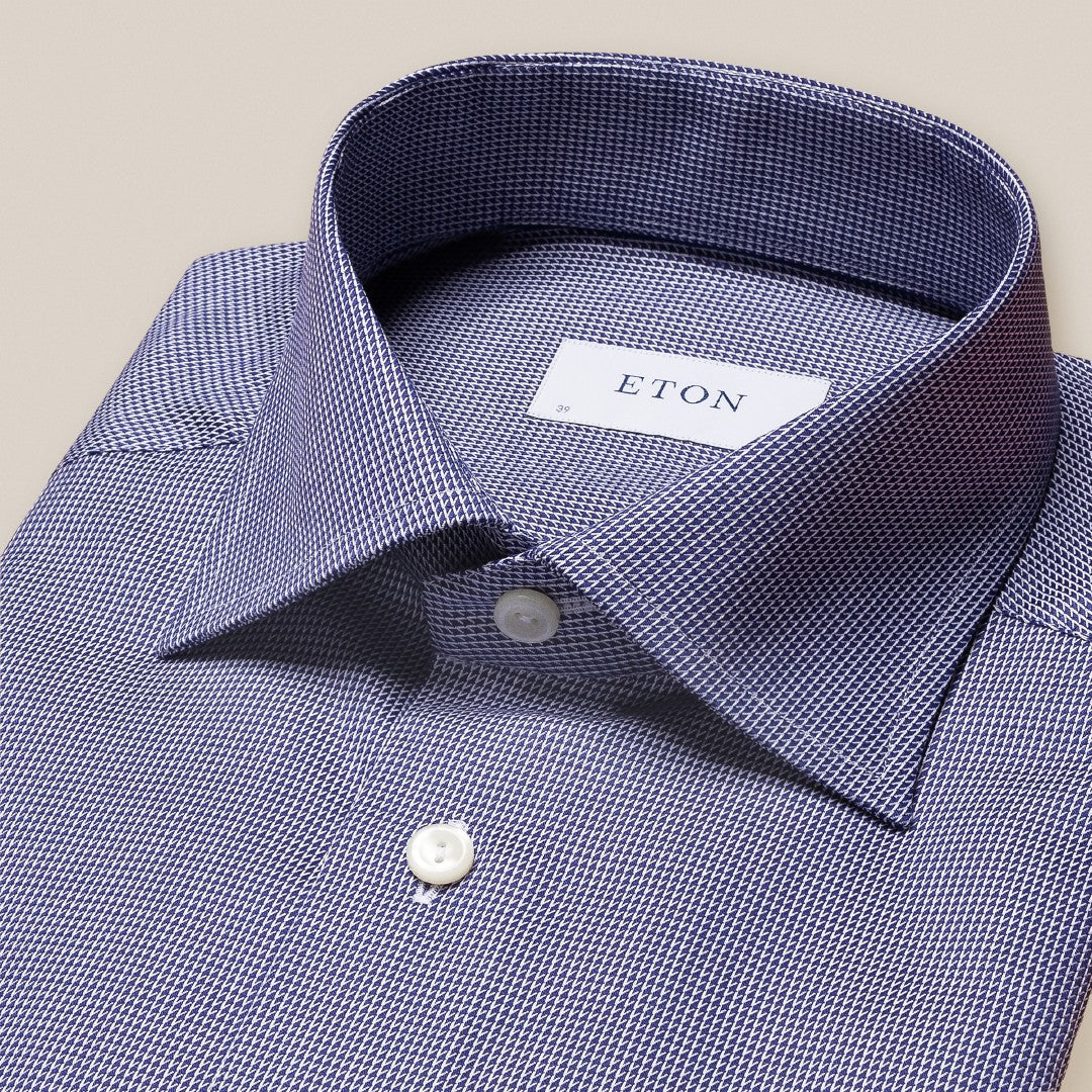 Eton Contemporary Fit Signature Twill Shirt Dark Blue-MALFORD OF LONDON SAVILE ROW MENSWEAR OUTLET