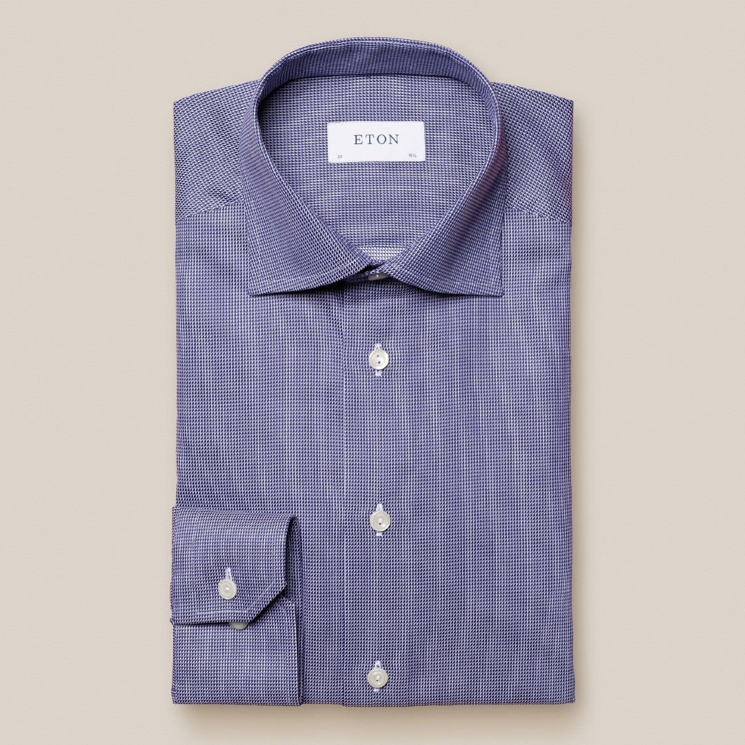 Eton Contemporary Fit Signature Twill Shirt Dark Blue-MALFORD OF LONDON SAVILE ROW MENSWEAR OUTLET