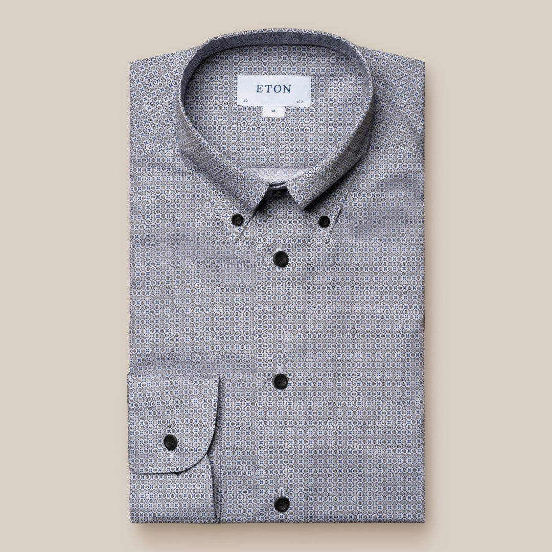 Eton Contemporary Fit Signature Twill Shirt Navy Blue-MALFORD OF LONDON SAVILE ROW MENSWEAR OUTLET