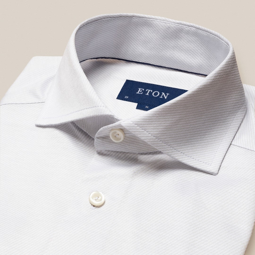 Eton Contemporary Fit Stripe King Knit Shirt Off-White-MALFORD OF LONDON SAVILE ROW MENSWEAR OUTLET