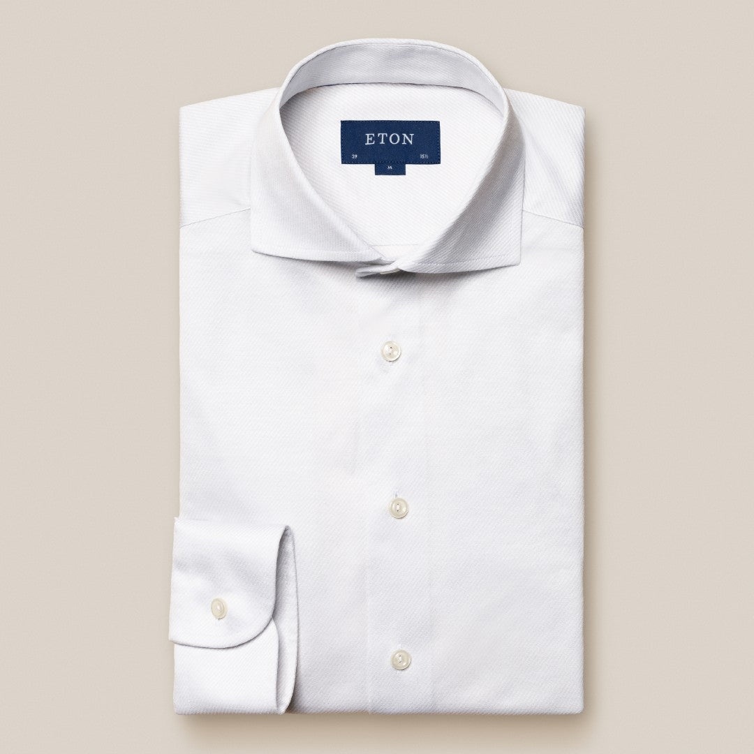 Eton Contemporary Fit Stripe King Knit Shirt Off-White-MALFORD OF LONDON SAVILE ROW MENSWEAR OUTLET