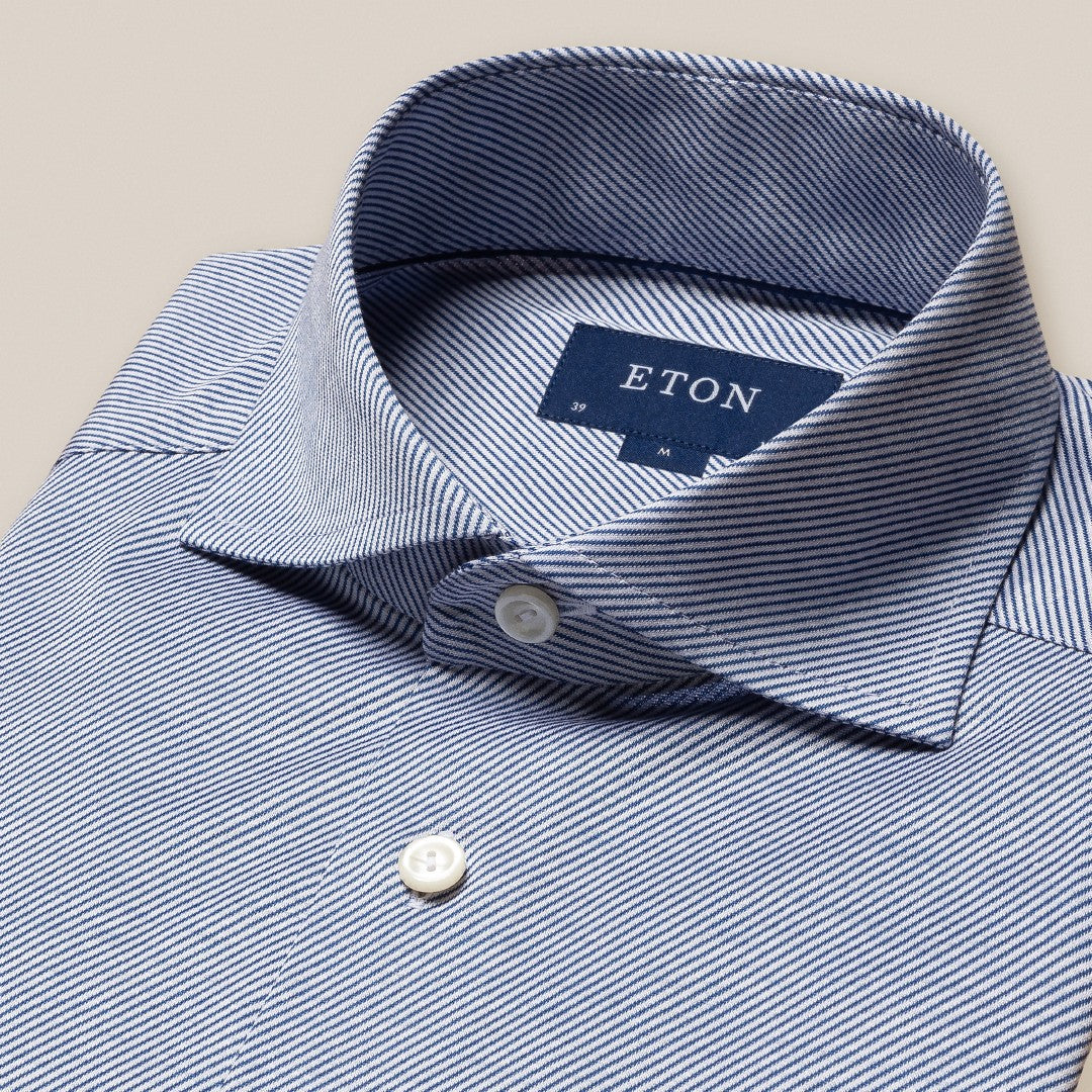 Eton Contemporary Fit Striped Shirt Dark Blue/Light Blue-MALFORD OF LONDON SAVILE ROW MENSWEAR OUTLET