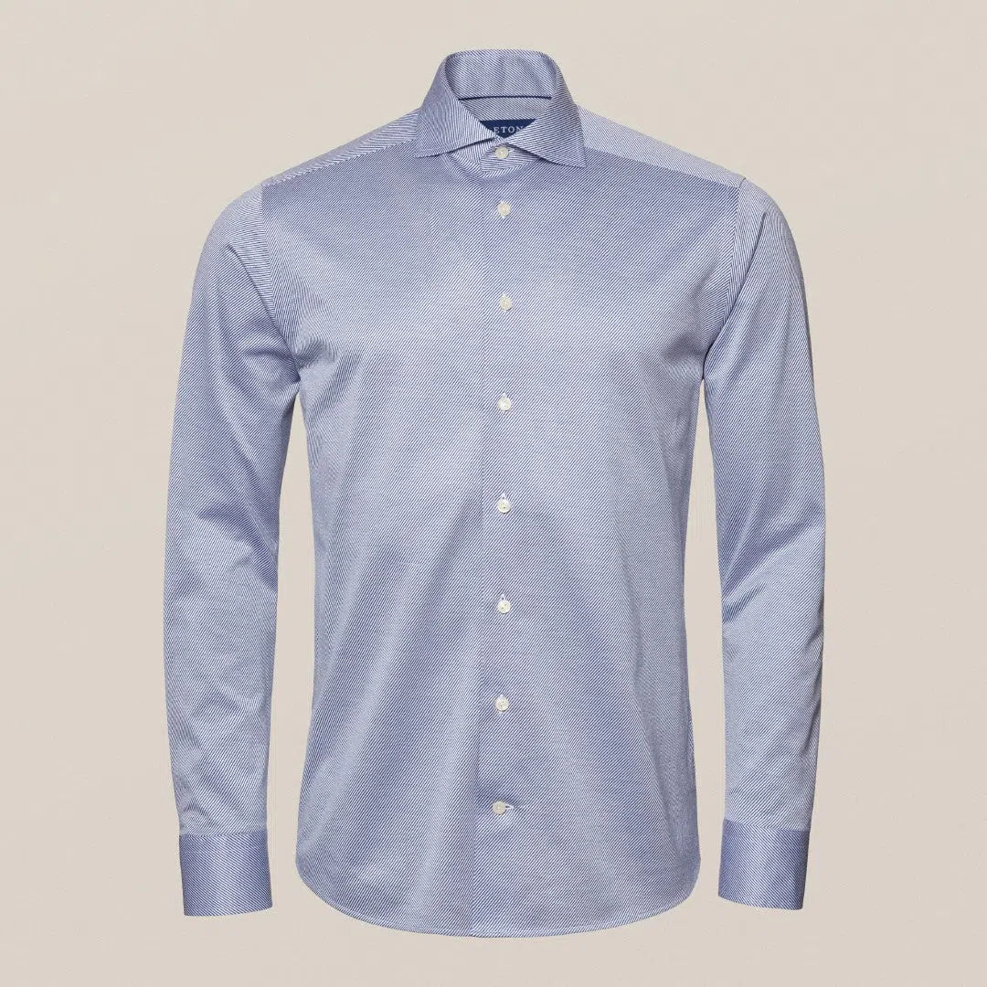 Eton Contemporary Fit Striped Shirt Dark Blue/Light Blue-MALFORD OF LONDON SAVILE ROW MENSWEAR OUTLET