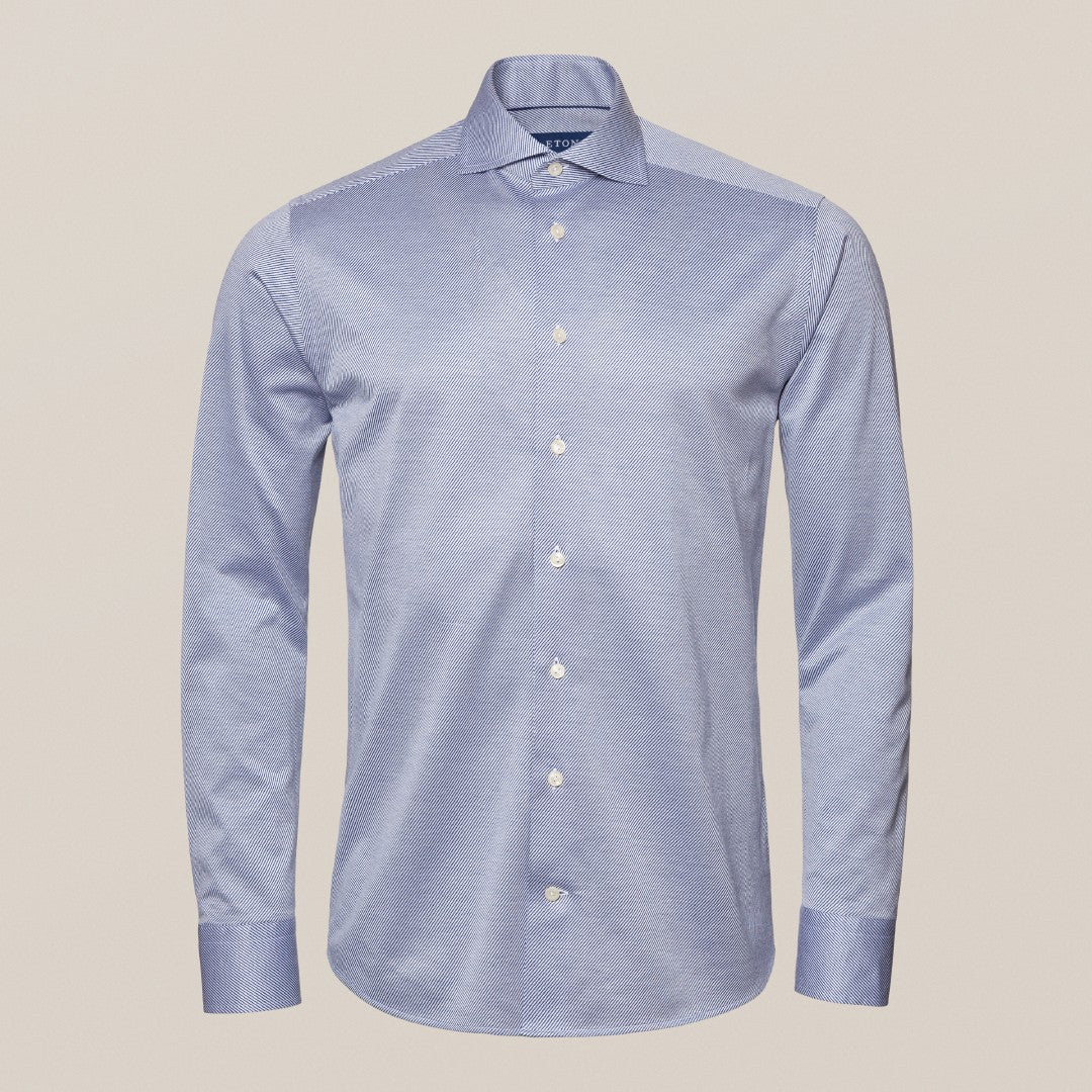 Eton Contemporary Fit Striped Shirt Dark Blue/Light Blue-MALFORD OF LONDON SAVILE ROW MENSWEAR OUTLET