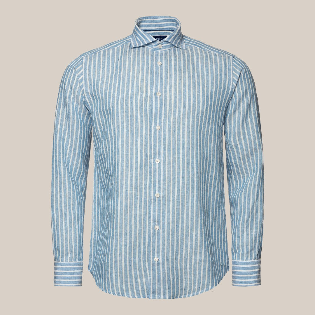 Eton Contemporary Fit Striped Shirt Light Blue-MALFORD OF LONDON SAVILE ROW MENSWEAR OUTLET