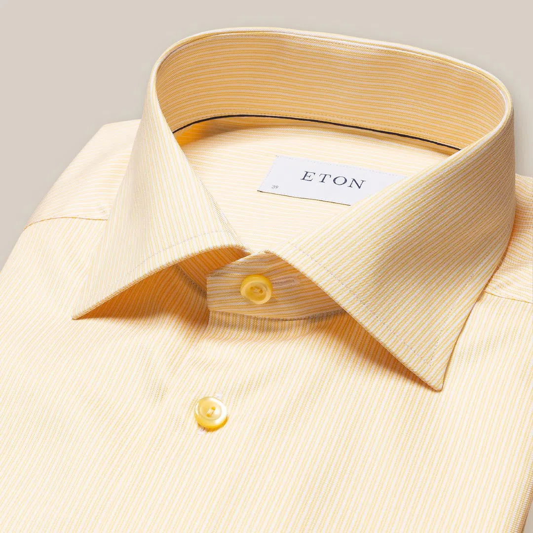 Eton Contemporary Fit Striped Shirt Yellow/White-MALFORD OF LONDON SAVILE ROW MENSWEAR OUTLET