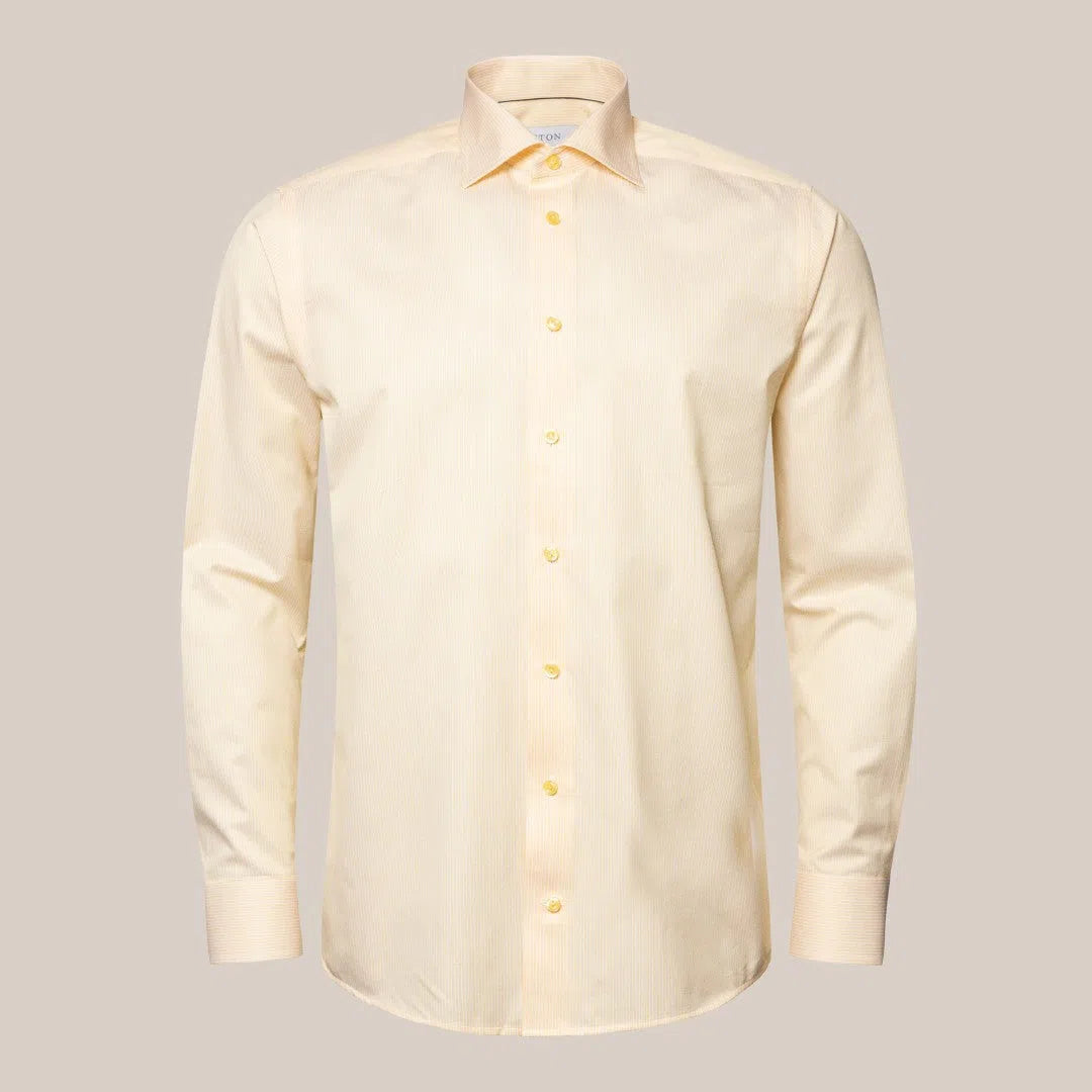 Eton Contemporary Fit Striped Shirt Yellow/White-MALFORD OF LONDON SAVILE ROW MENSWEAR OUTLET