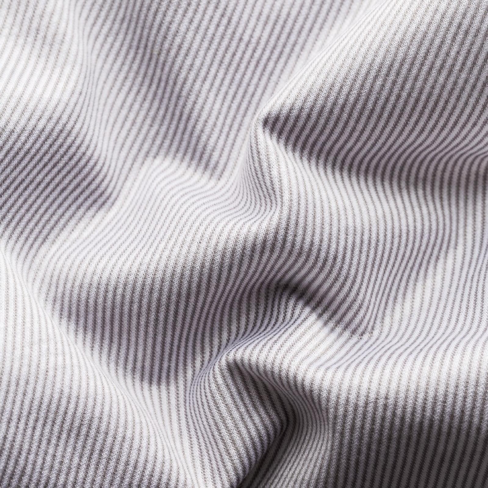 Eton Contemporary Fit Twill Jersey Striped Shirt Light Grey-MALFORD OF LONDON SAVILE ROW MENSWEAR OUTLET