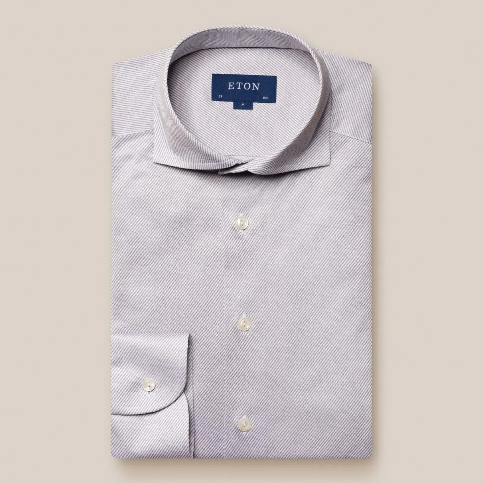 Eton Contemporary Fit Twill Jersey Striped Shirt Light Grey-MALFORD OF LONDON SAVILE ROW MENSWEAR OUTLET