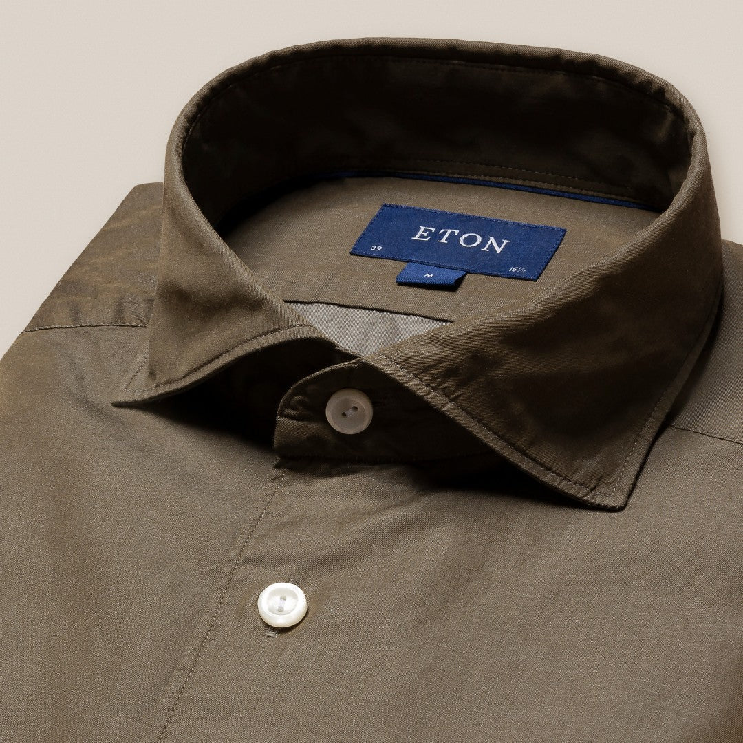 Eton Contemporary Fit Twill Shirt Mid Green-MALFORD OF LONDON SAVILE ROW MENSWEAR OUTLET