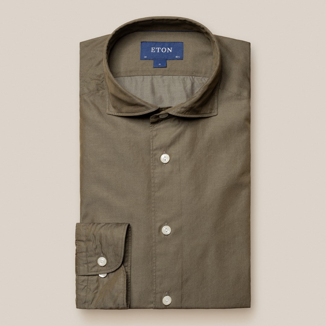 Eton Contemporary Fit Twill Shirt Mid Green-MALFORD OF LONDON SAVILE ROW MENSWEAR OUTLET