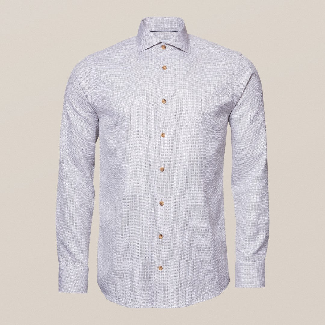 Eton Contemporary Fit Waffle Weave Shirt Mid Grey-MALFORD OF LONDON SAVILE ROW MENSWEAR OUTLET