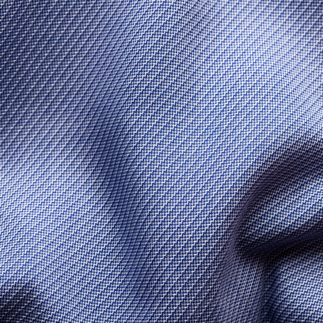 Eton Contemporary Fit Zig-Zag Stripe Shirt Twill Dark Blue-MALFORD OF LONDON SAVILE ROW MENSWEAR OUTLET