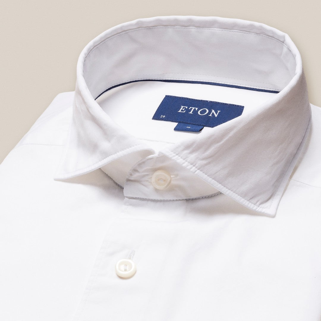 Eton Contemporary Fit plain Shirt White-MALFORD OF LONDON SAVILE ROW MENSWEAR OUTLET