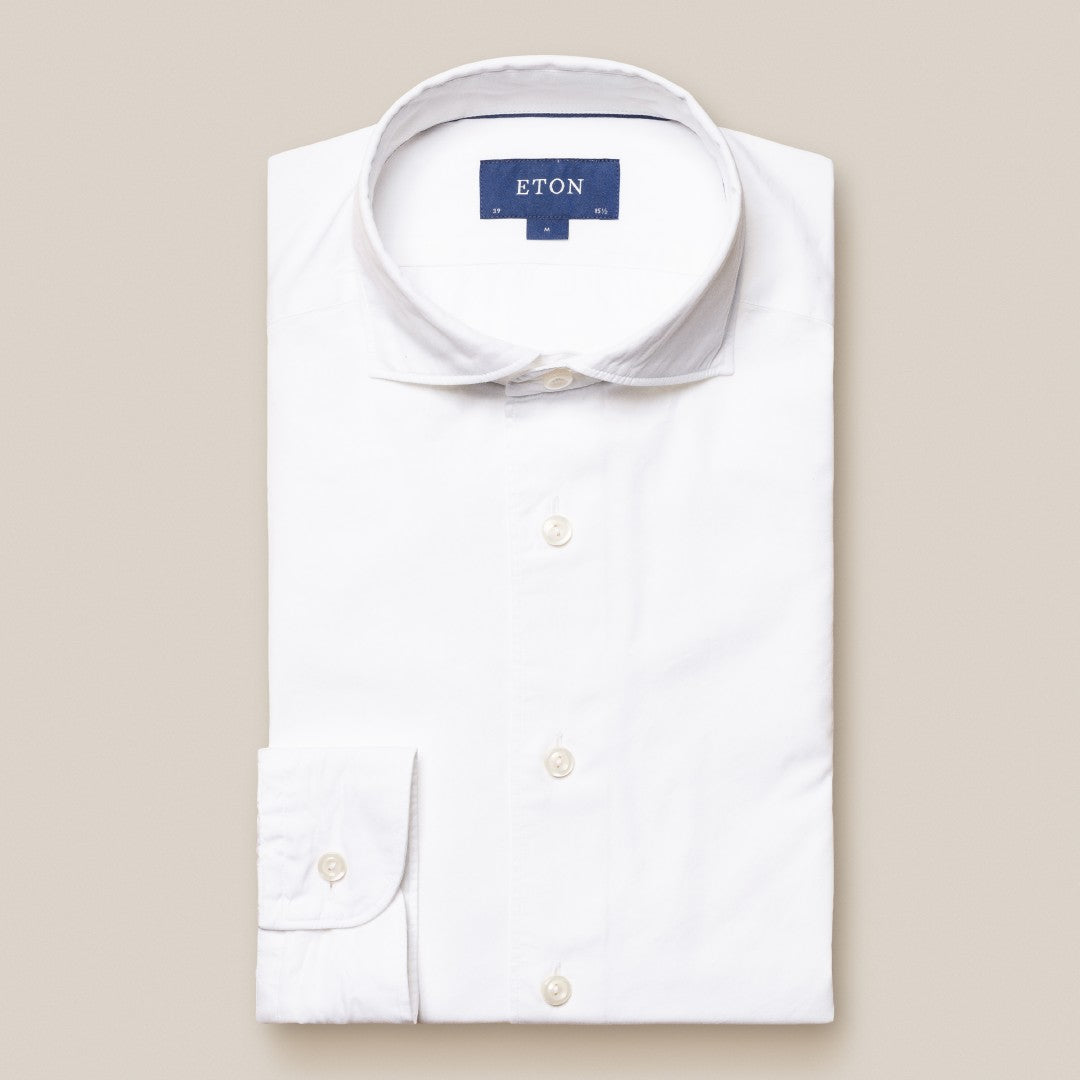 Eton Contemporary Fit plain Shirt White-MALFORD OF LONDON SAVILE ROW MENSWEAR OUTLET