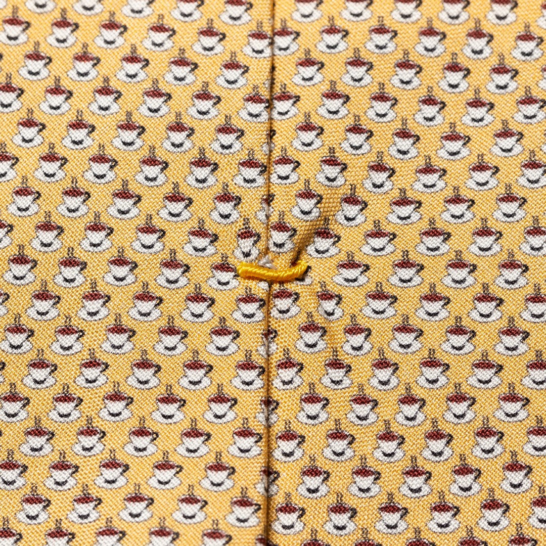 Eton Cotton Micro Cup Patterned Tie Yellow-MALFORD OF LONDON SAVILE ROW MENSWEAR OUTLET