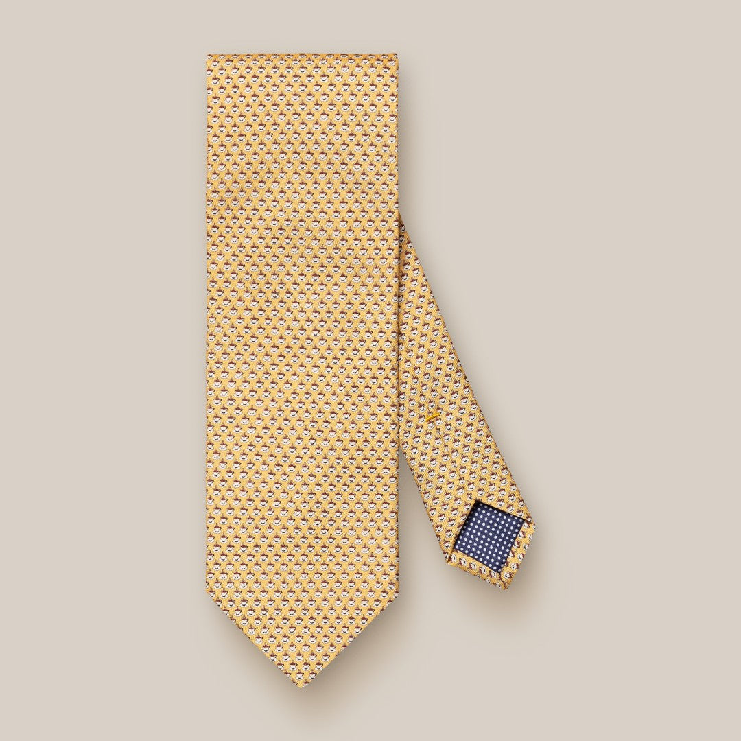 Eton Cotton Micro Cup Patterned Tie Yellow-MALFORD OF LONDON SAVILE ROW MENSWEAR OUTLET