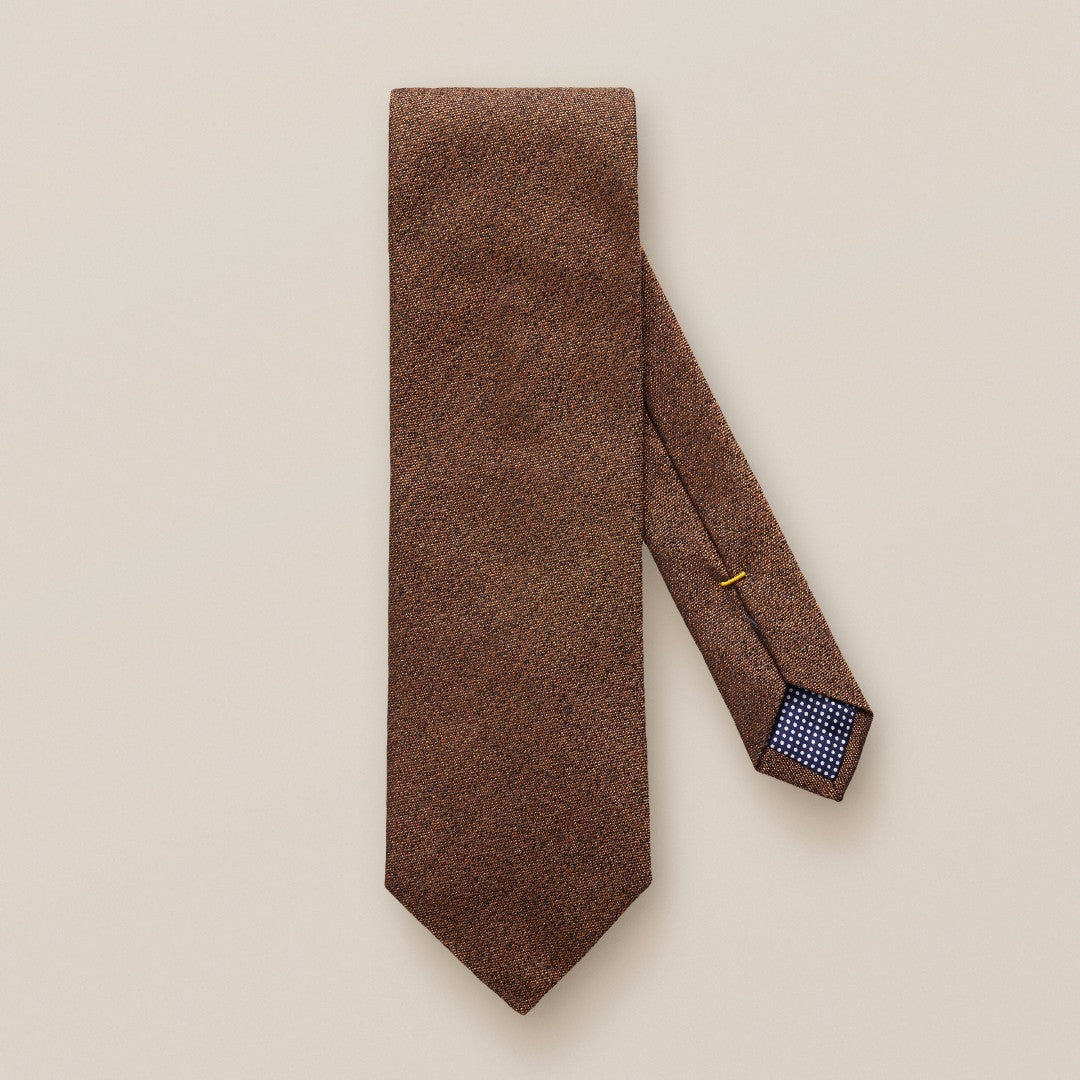 Eton Cotton/Wool/Silk Mix Malange Patterned Tie Dark Brown-MALFORD OF LONDON SAVILE ROW MENSWEAR OUTLET