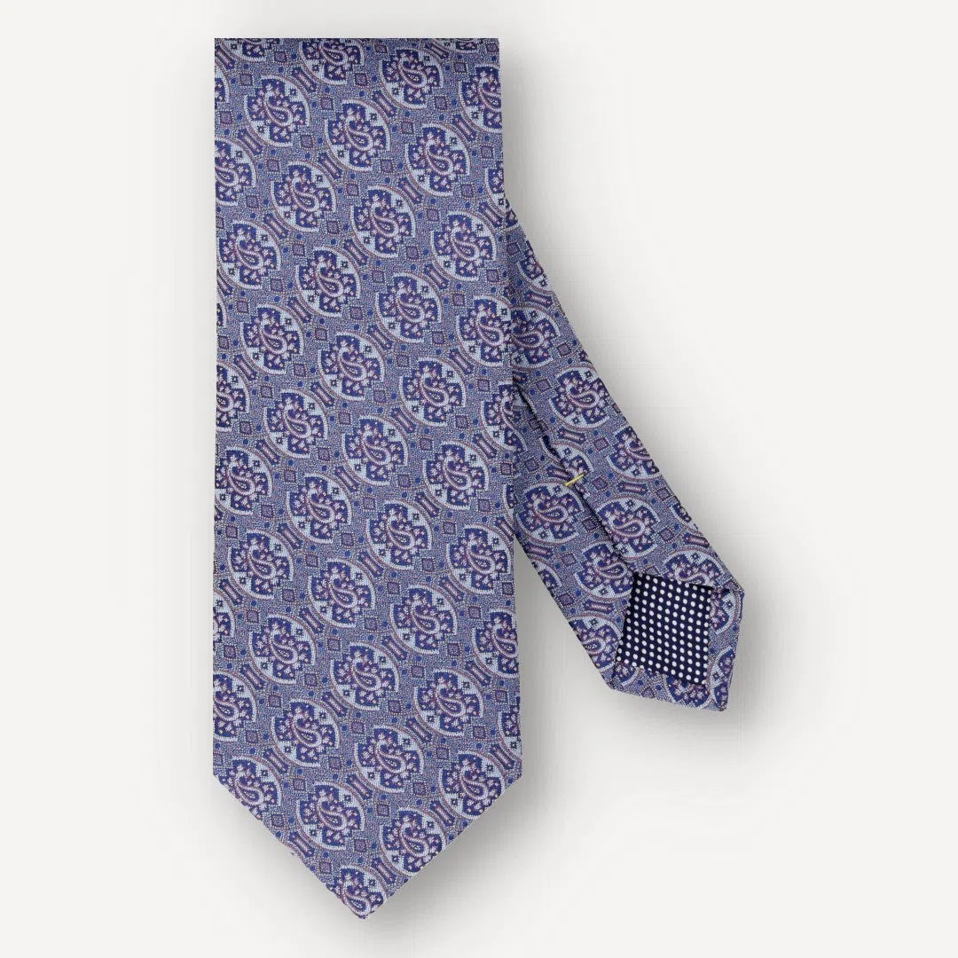 Eton Geometric Paisley Classic Tie Mid Blue-MALFORD OF LONDON SAVILE ROW MENSWEAR OUTLET