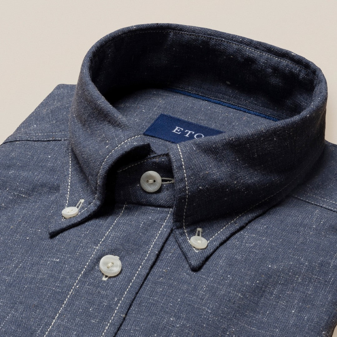 Eton Overshirt Denim Look Shirt Dark Blue-MALFORD OF LONDON SAVILE ROW MENSWEAR OUTLET