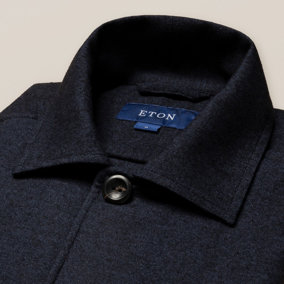 Eton Overshirt Four Pocket Front Black-MALFORD OF LONDON SAVILE ROW MENSWEAR OUTLET