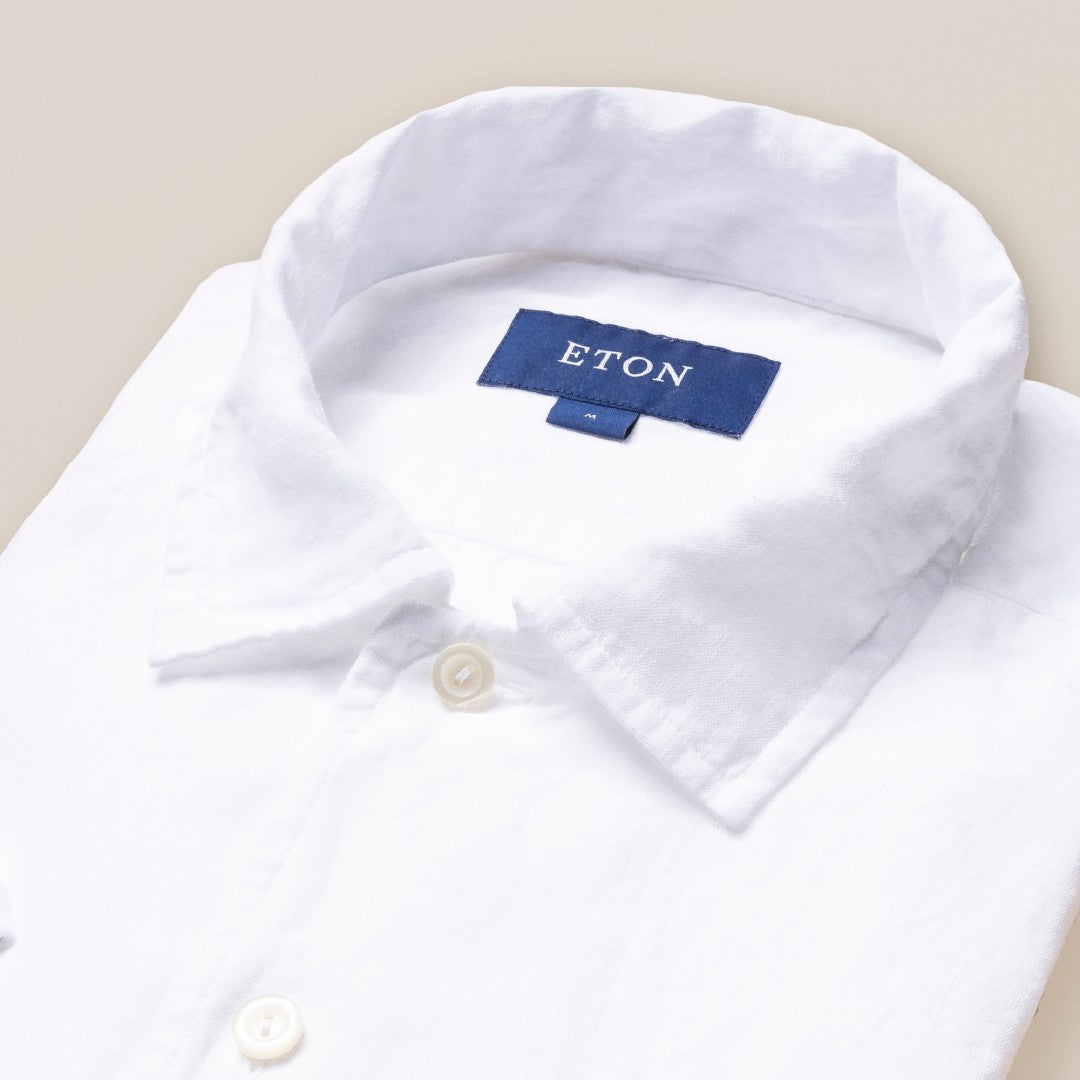 Eton Overshirt Plain Shirt White-MALFORD OF LONDON SAVILE ROW MENSWEAR OUTLET