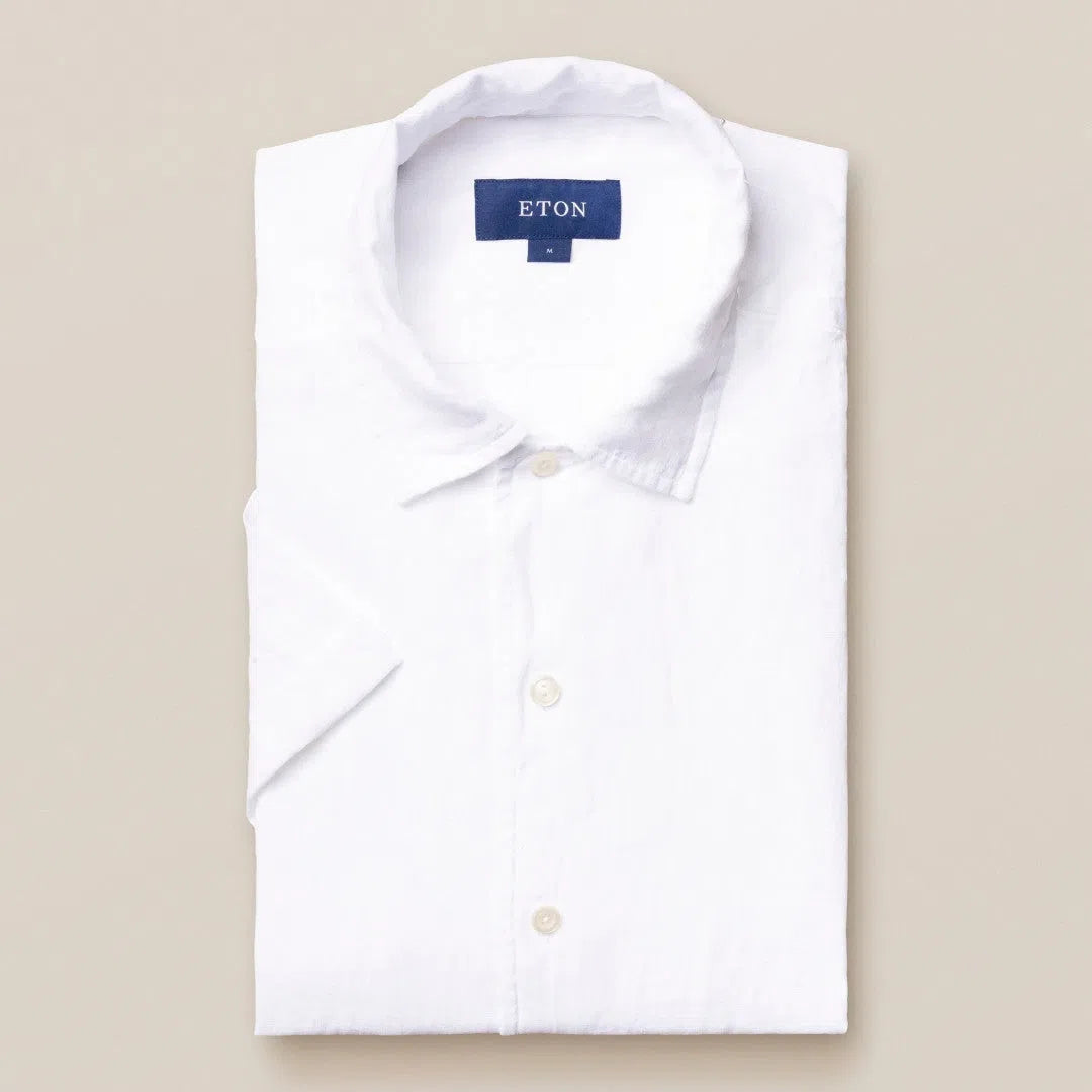 Eton Overshirt Plain Shirt White-MALFORD OF LONDON SAVILE ROW MENSWEAR OUTLET