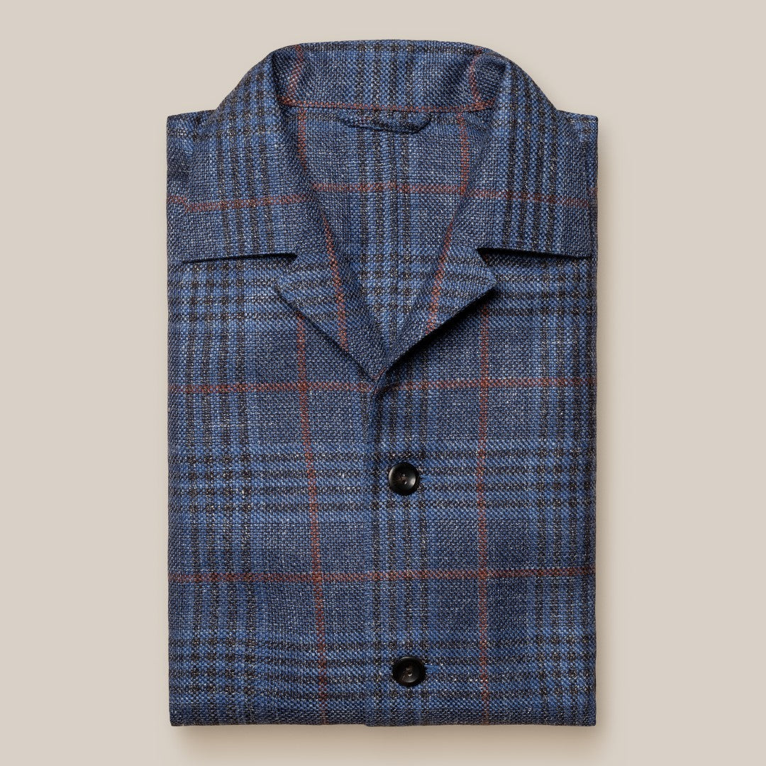 Eton Regular Fit Check Overshirt Dark Blue-MALFORD OF LONDON SAVILE ROW MENSWEAR OUTLET