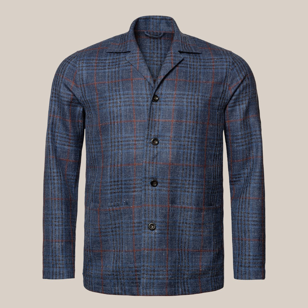 Eton Regular Fit Check Overshirt Dark Blue-MALFORD OF LONDON SAVILE ROW MENSWEAR OUTLET