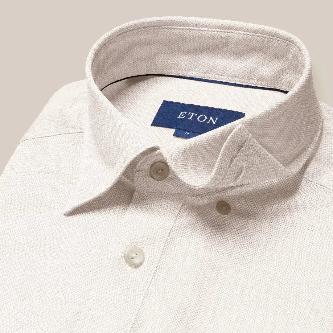 Eton Regular Fit Diamond Weave Polo Shirt White-MALFORD OF LONDON SAVILE ROW MENSWEAR OUTLET