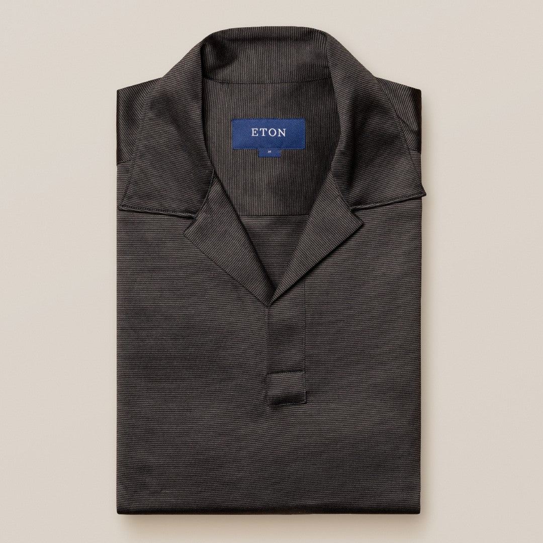 Eton Regular Fit Filo di Scozia Polo Shirt Black-MALFORD OF LONDON SAVILE ROW MENSWEAR OUTLET